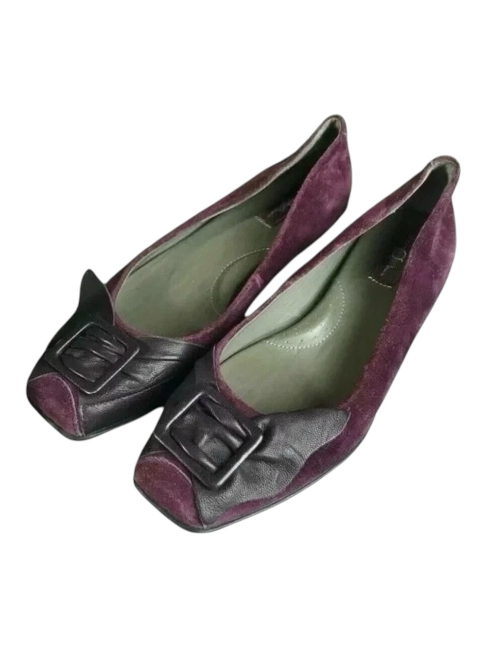 Born Crown Suede Leather Comfort Flats Wine Burgundy Bow Buckle Shoes Size 6.5 - Picture 7 of 7